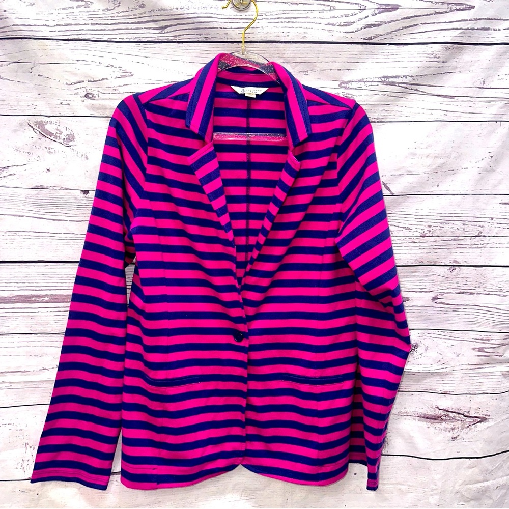 Lands End Pink & Blue Striped Blazer Size XL 16